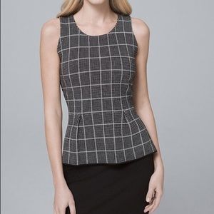 NEW White House Black Market Stretch Peplum Knit Pleated Top Size L